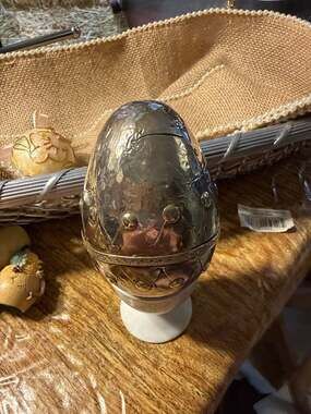 Vintage Silver-plated Steampunk Style Hammered Egg